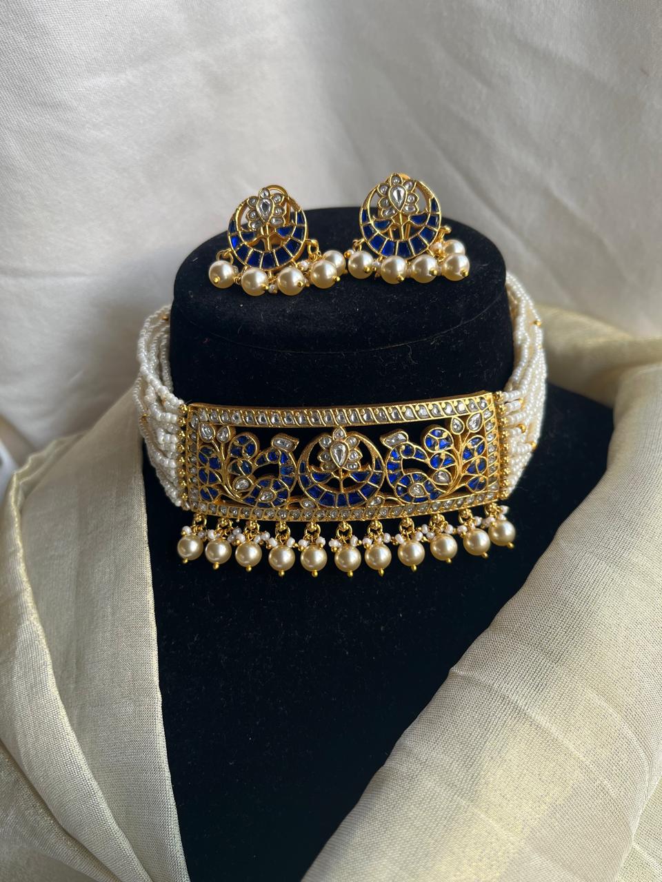 Blue Jadau Choker set VNN764