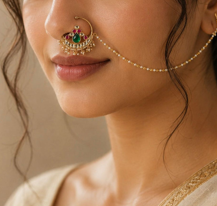 Big Size Multi Jadau Nose Ring VNNR021