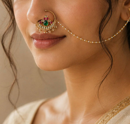 Big Size Multi Jadau Nose Ring VNNR021