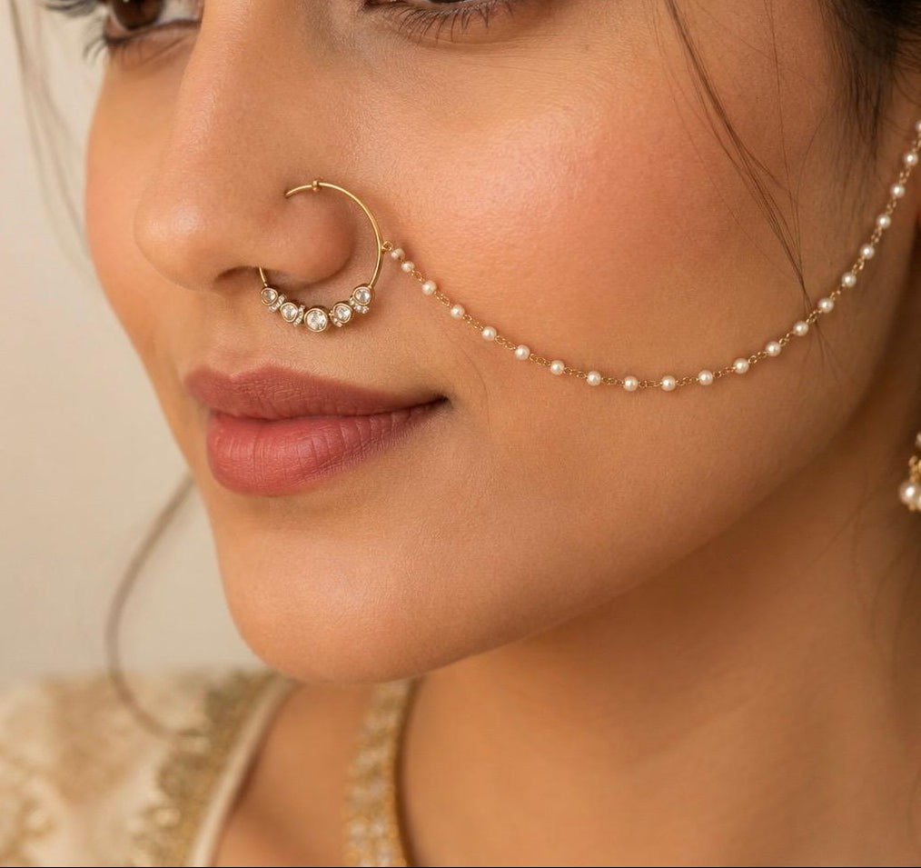 Polki Pearl Chain Nath VNNR039