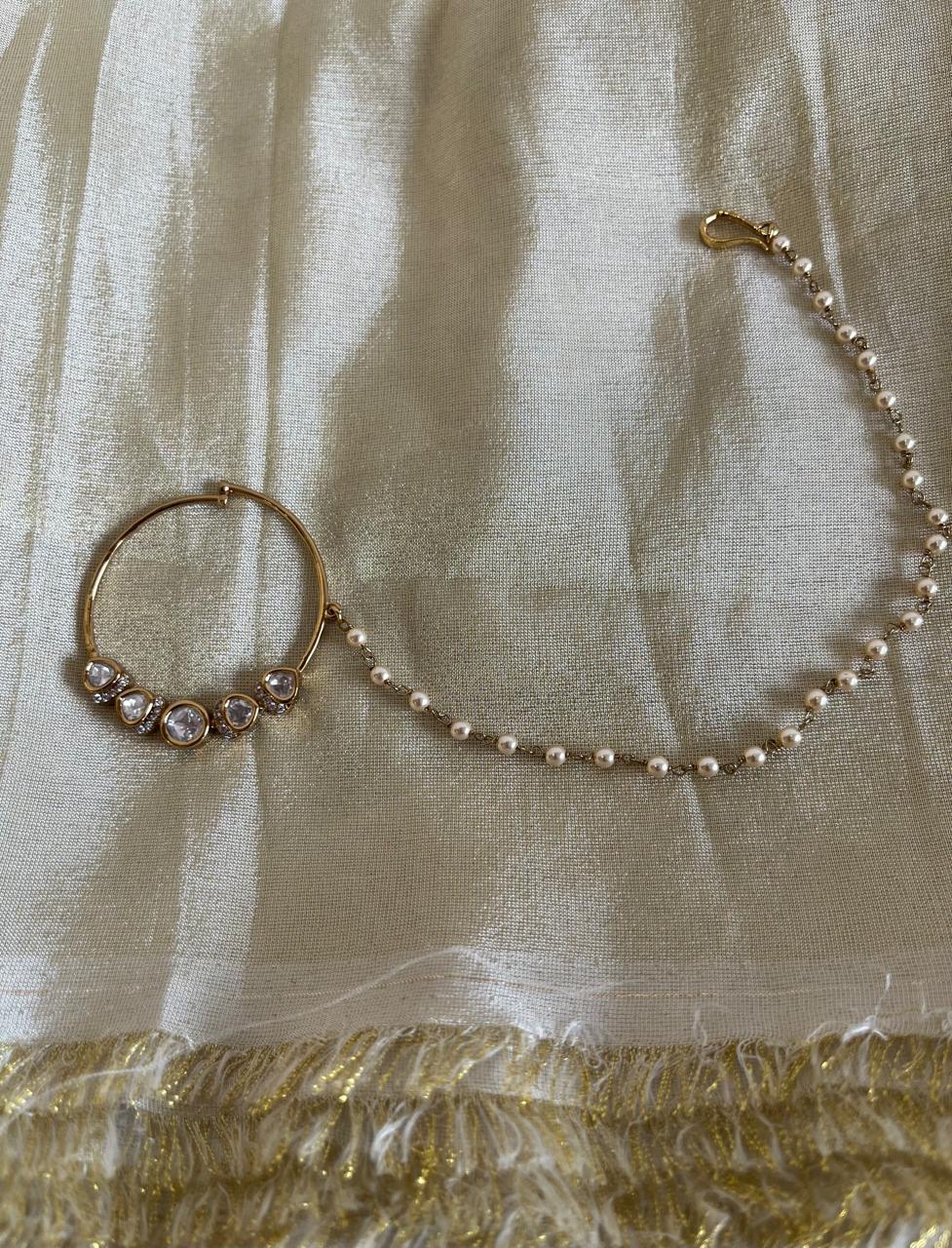 Polki Pearl Chain Nath VNNR039