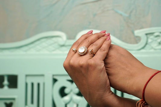 Polki Dual Finger Ring - VNR005