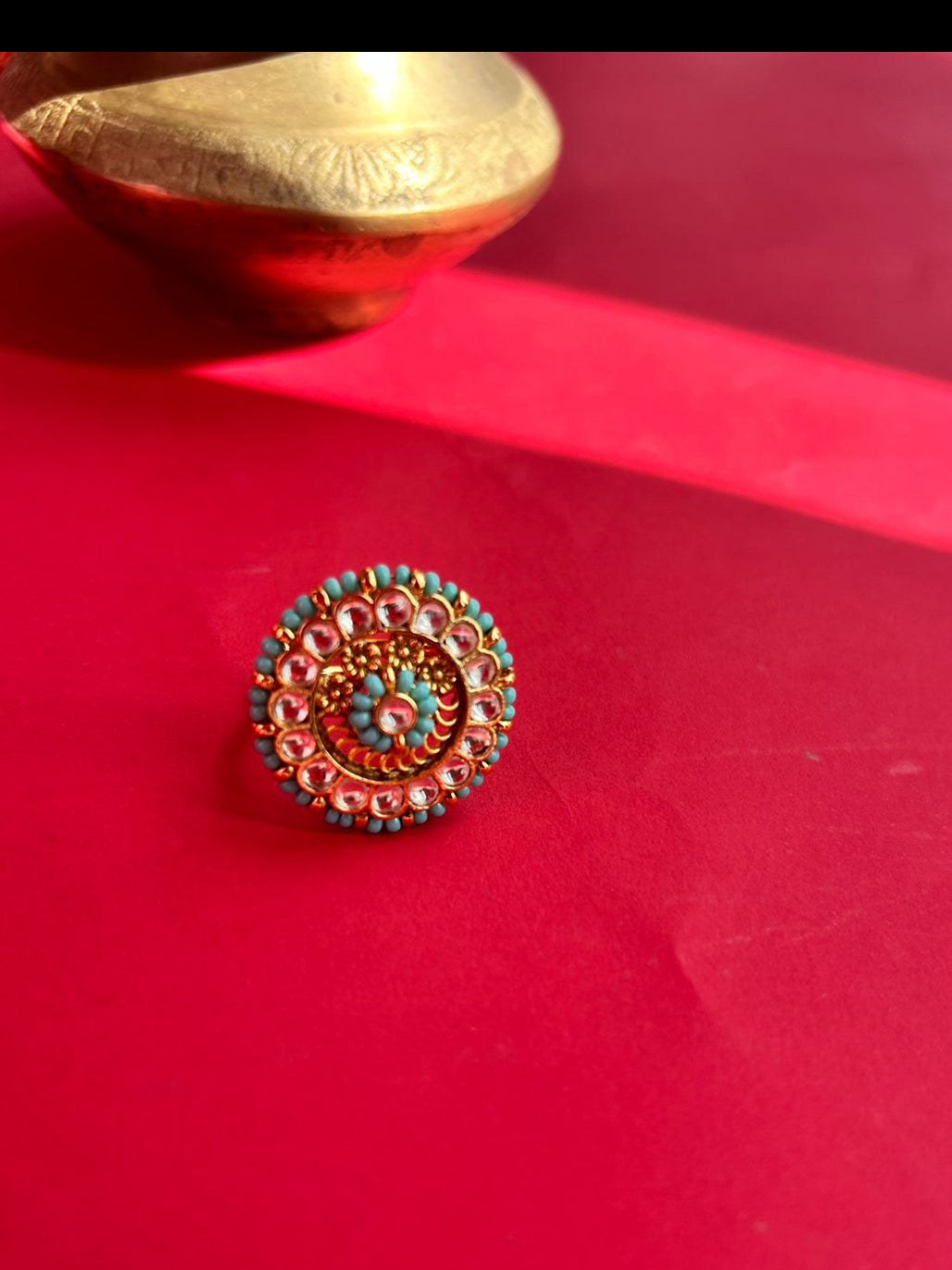 White Small Jadau Ring VNR050