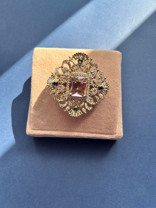 Vintage Pink Stone Ring VNR073