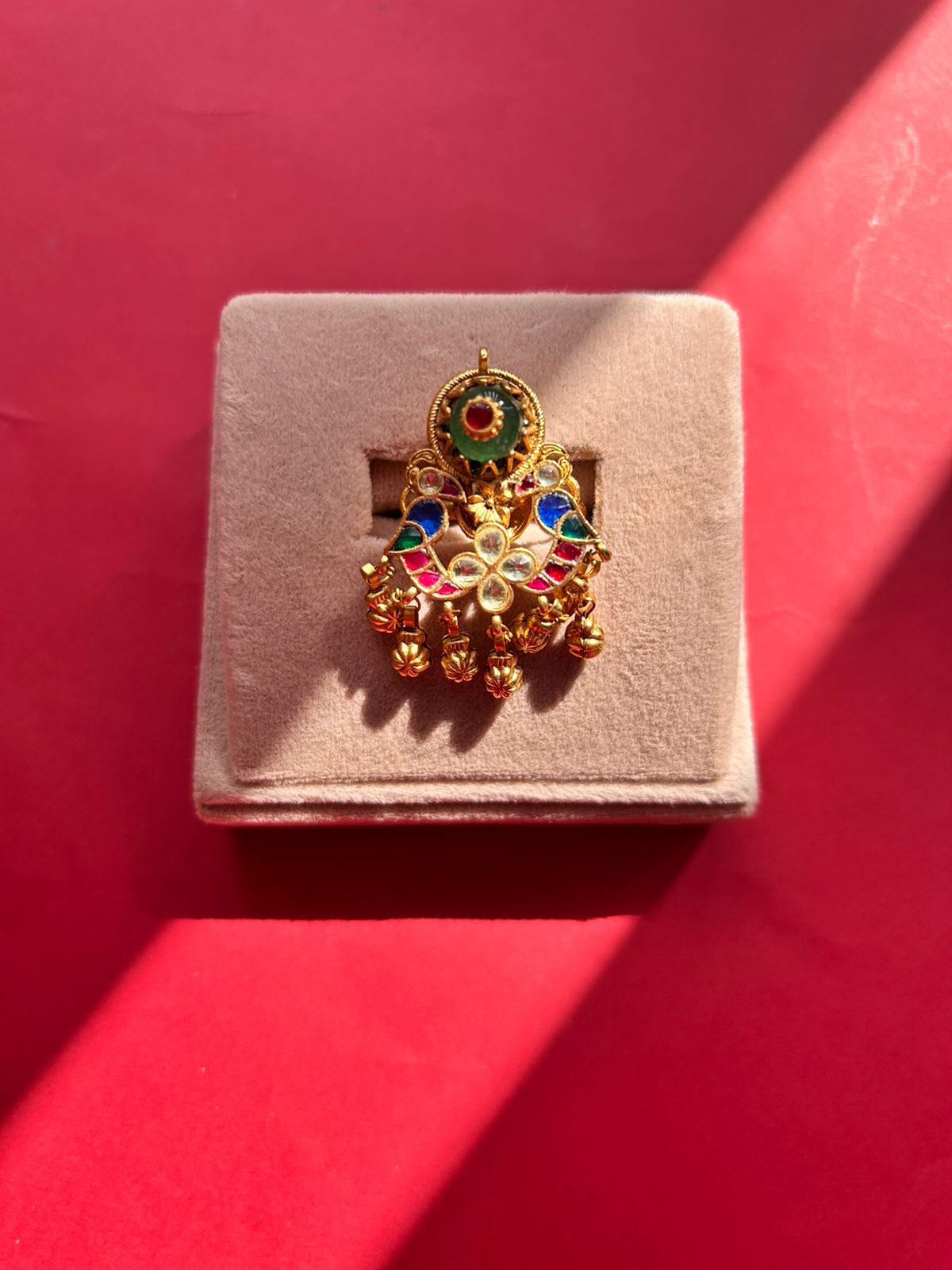 Multi Peacock Green Stone Ring VNR093