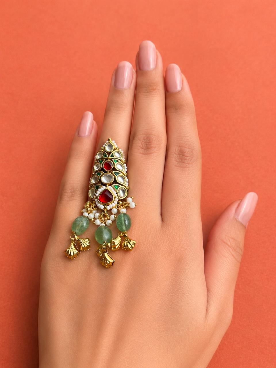 Multicolour Jadau Statemet Ring  VNR095