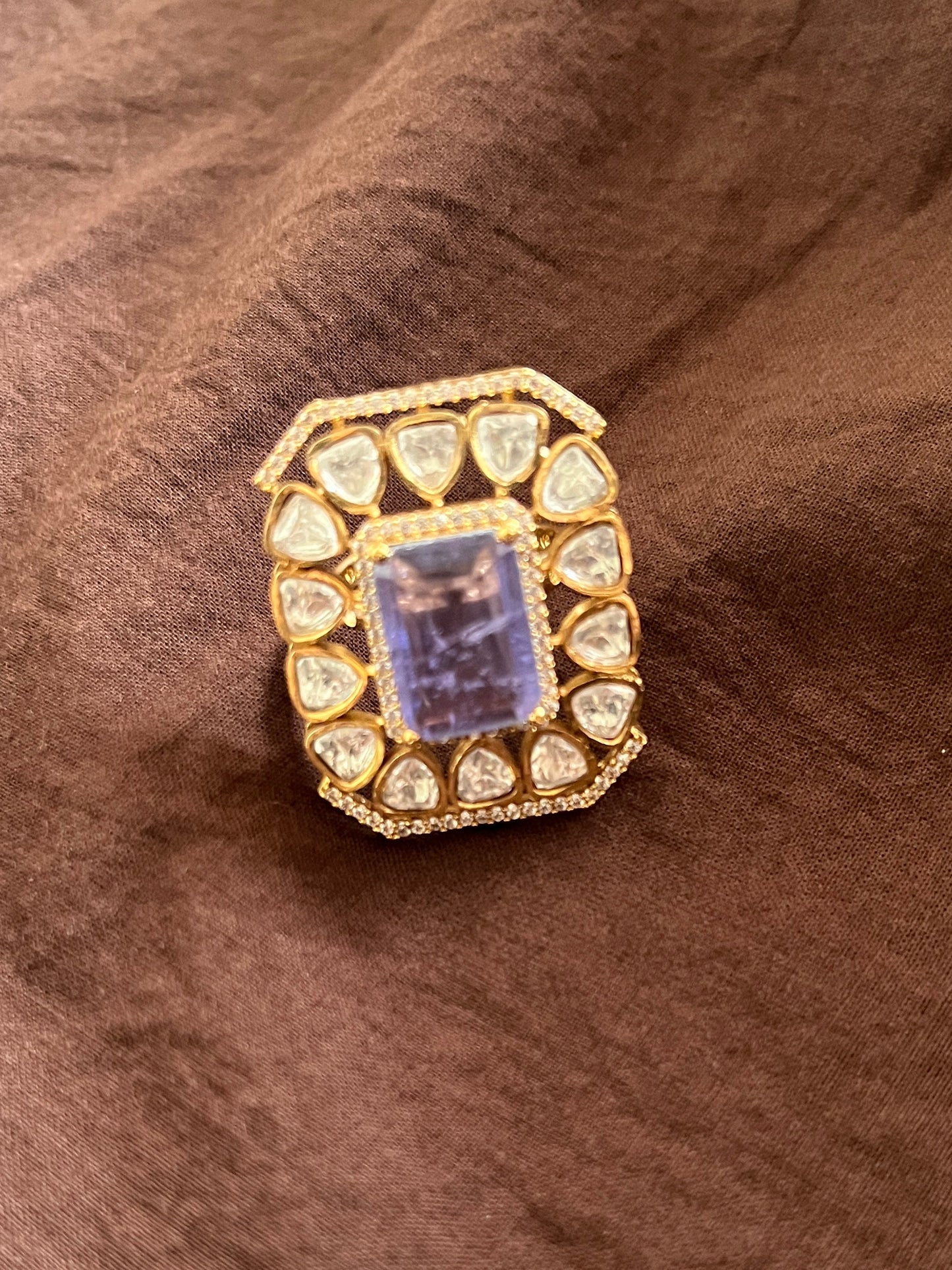 Purple Square Polki Diamond Ring VNR103