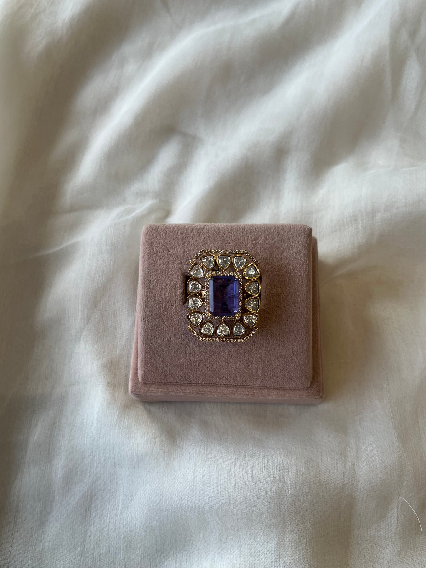 Purple Square Polki Diamond Ring VNR103