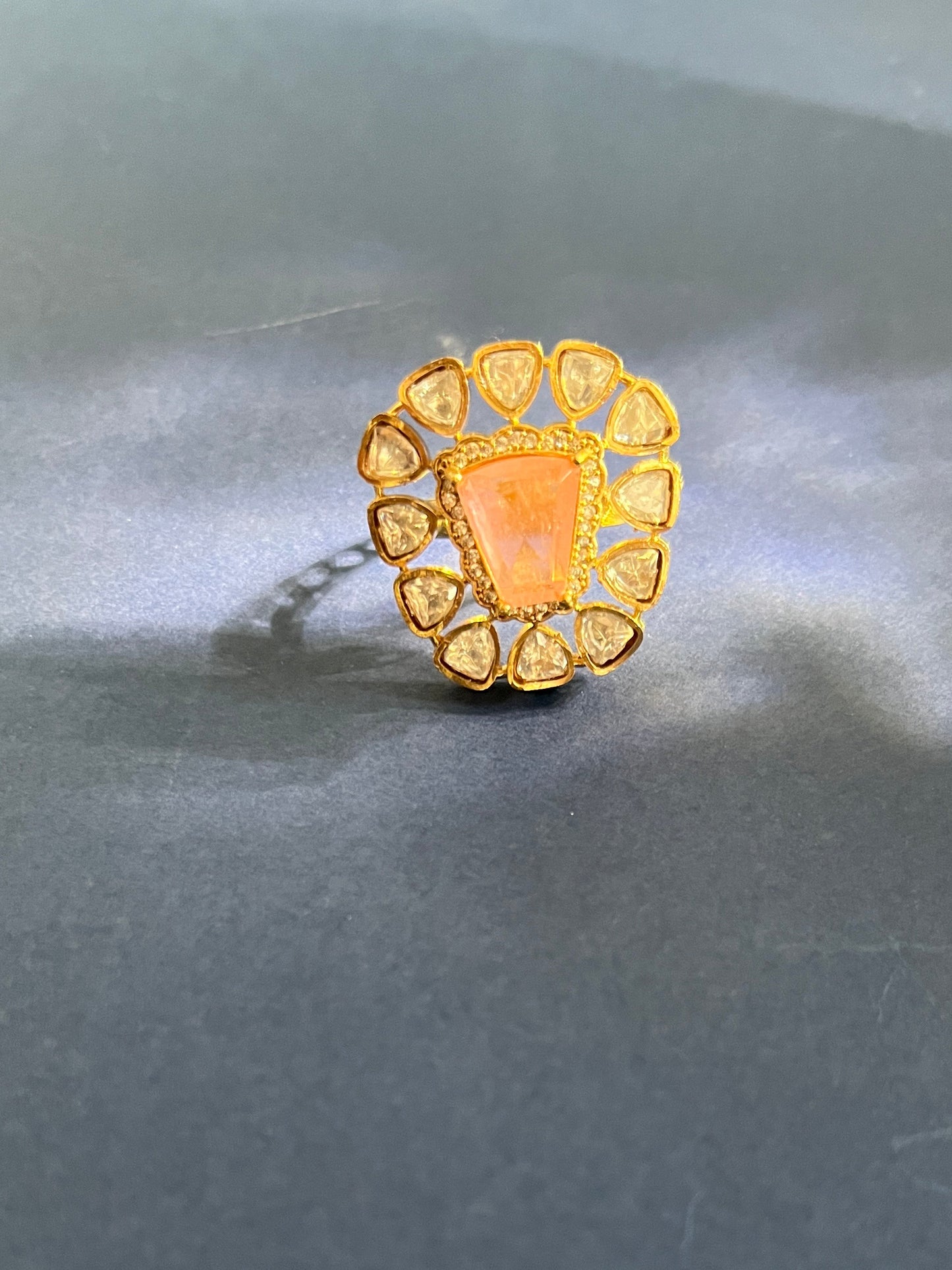 Peach Stone Polki Ring VNR104