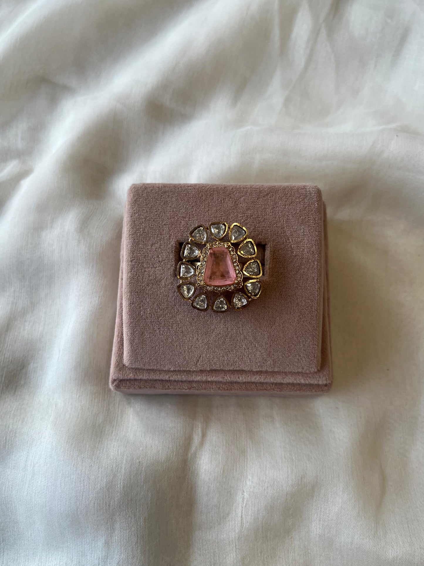Peach Stone Polki Ring VNR104