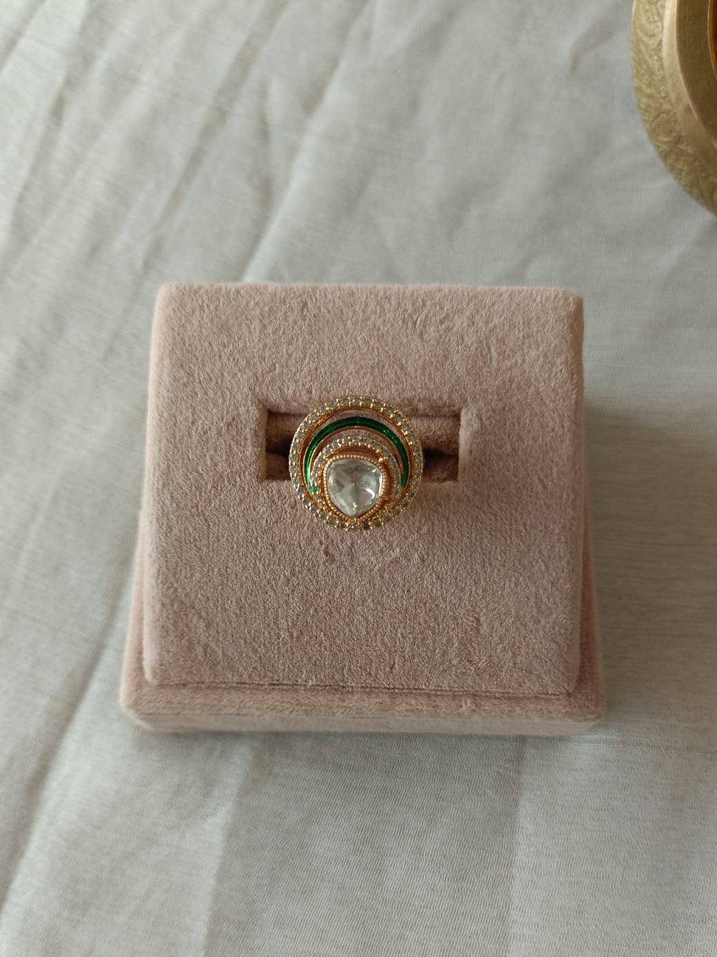 Green Choki Polki Ring VNR115