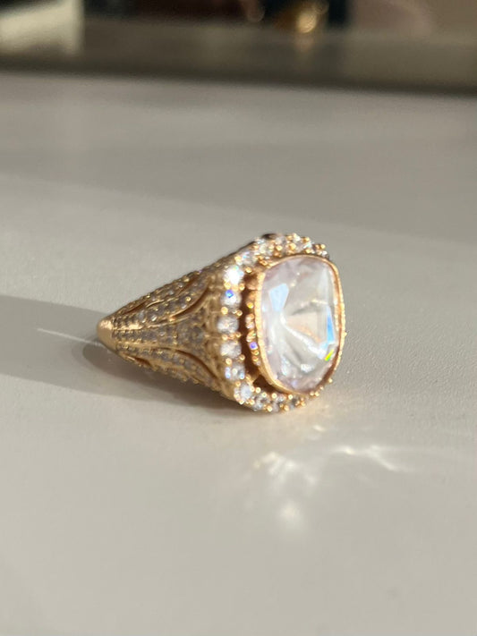 Cushion cut Halo Polki Ring VNR116