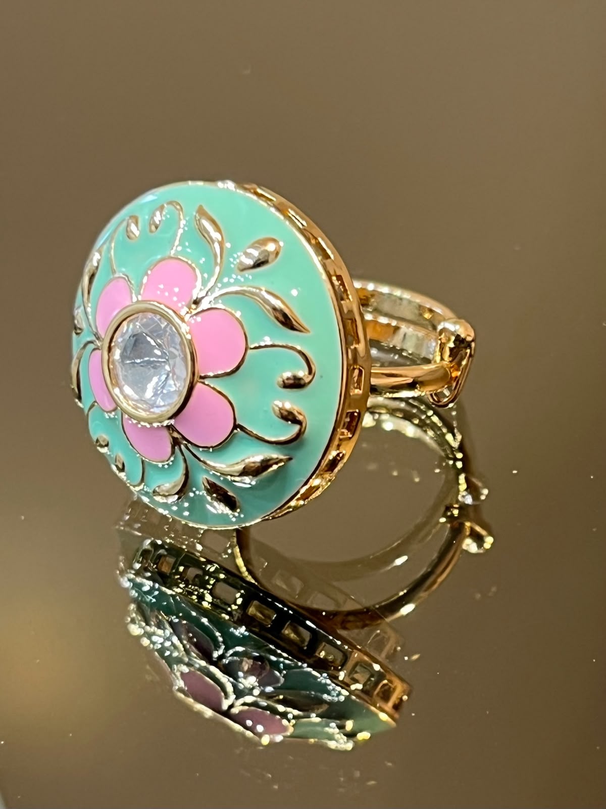 Meenakari Polki Ring VNR119