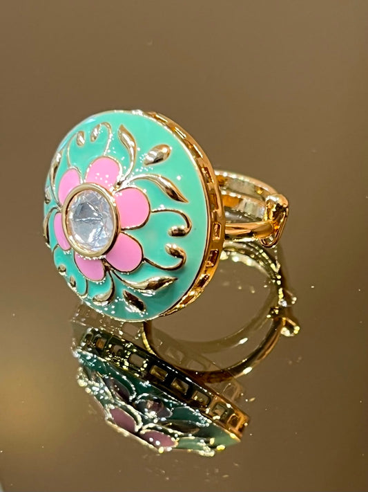 Meenakari Polki Ring VNR119