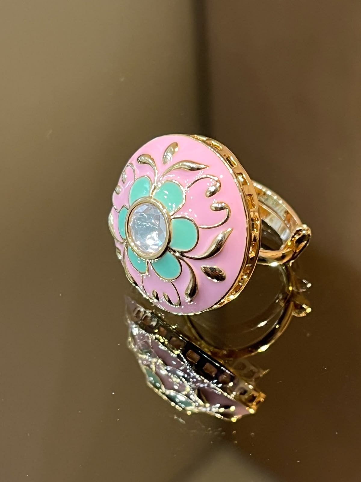 Meenakari Polki Ring VNR119