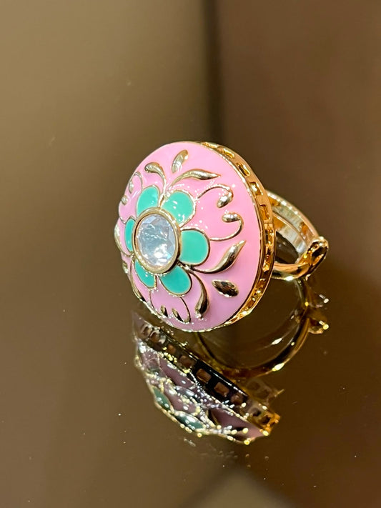 Meenakari Polki Ring VNR119