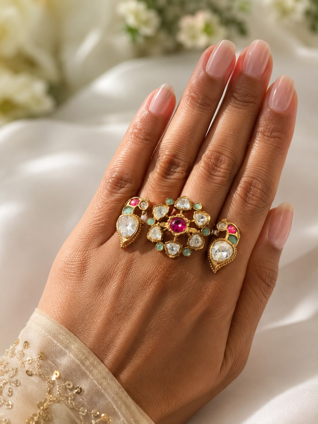 Double Fingers Polki Ring VNR120