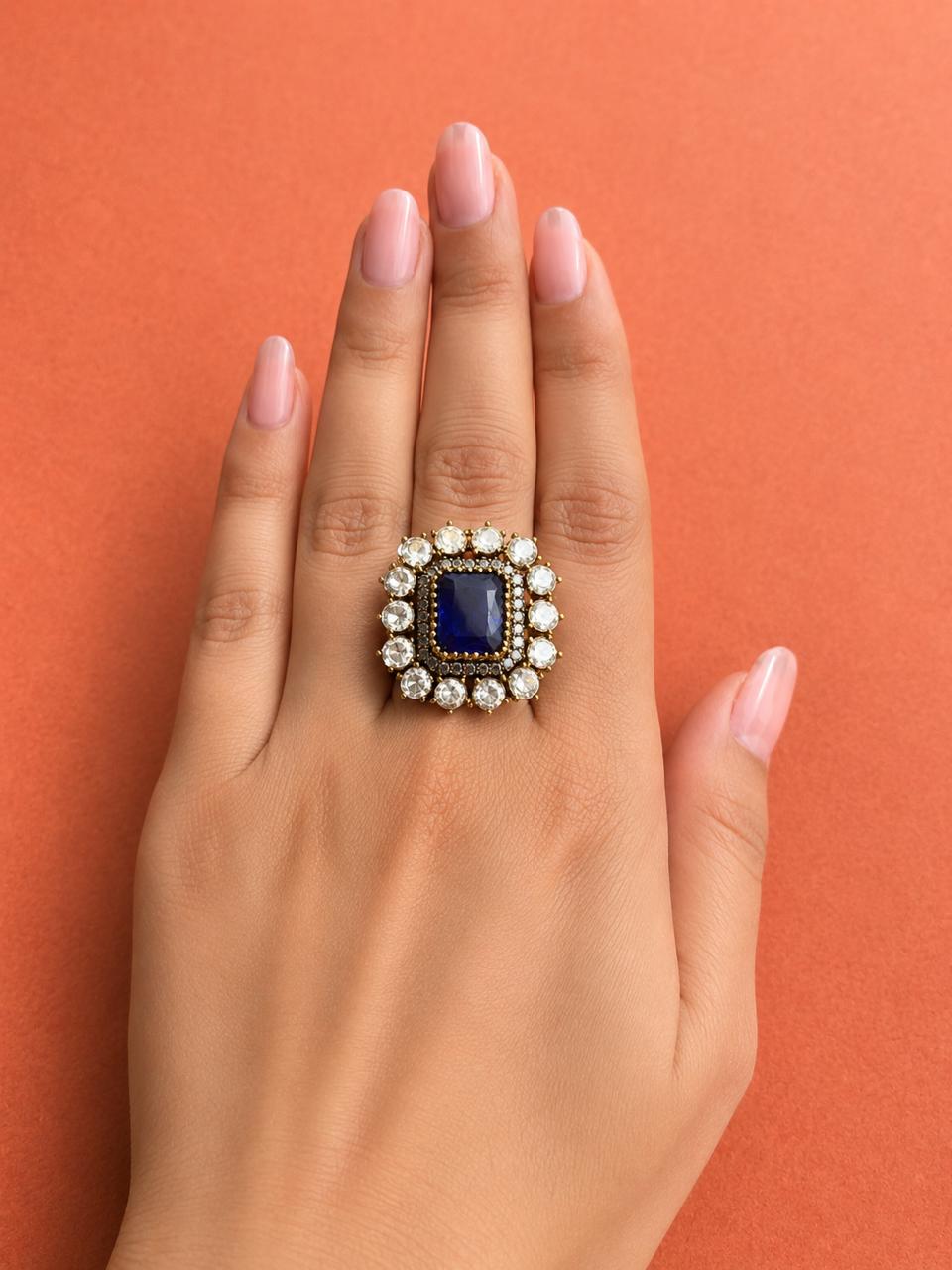 Purple Square Moissanite Ring VNR141