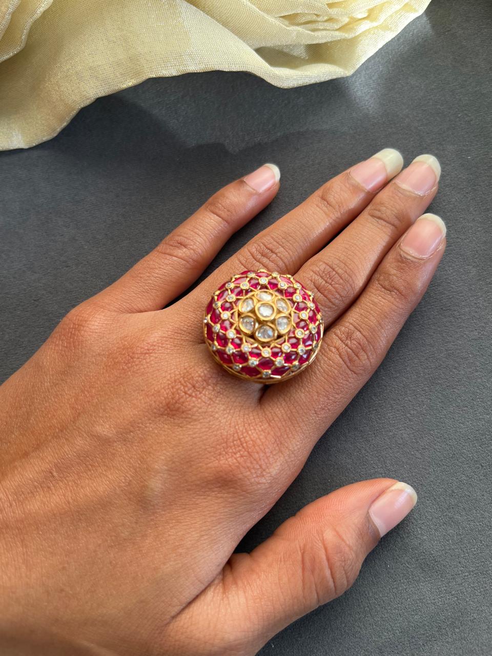 Ruby Round Polki Ring VNR149