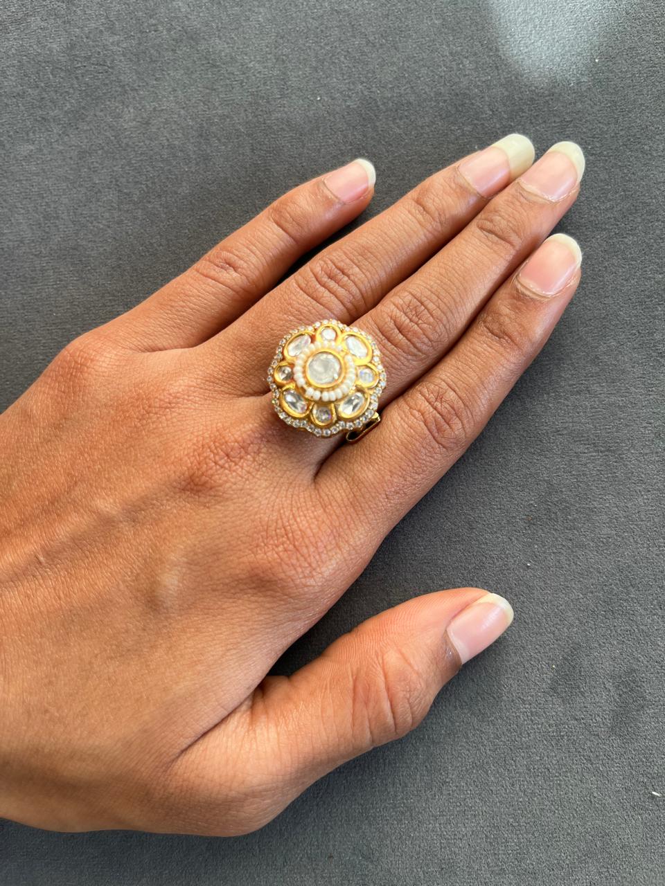 Floral Polki Ring VNR151