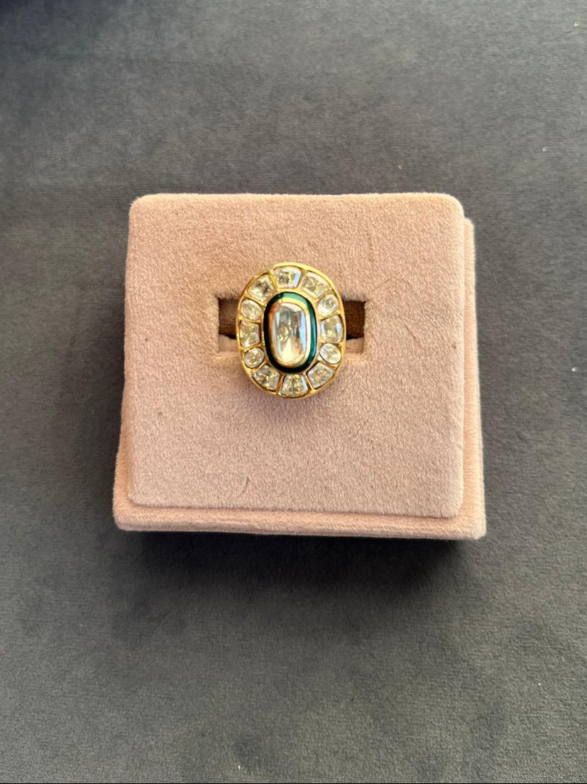 Green Aura Polki Ring VNR155