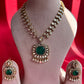 Green Stone Yellow Polki Necklace Set VNN392