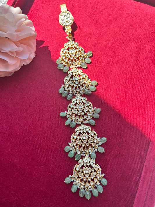 White Jadau Green Beads Juda VNJ009