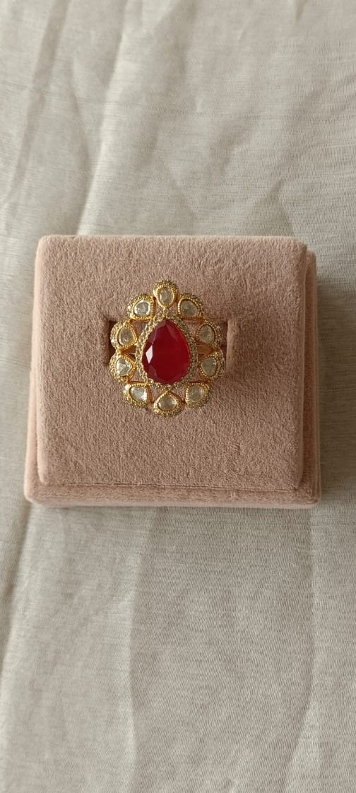 Moissanite Red Stone Ring VNR111