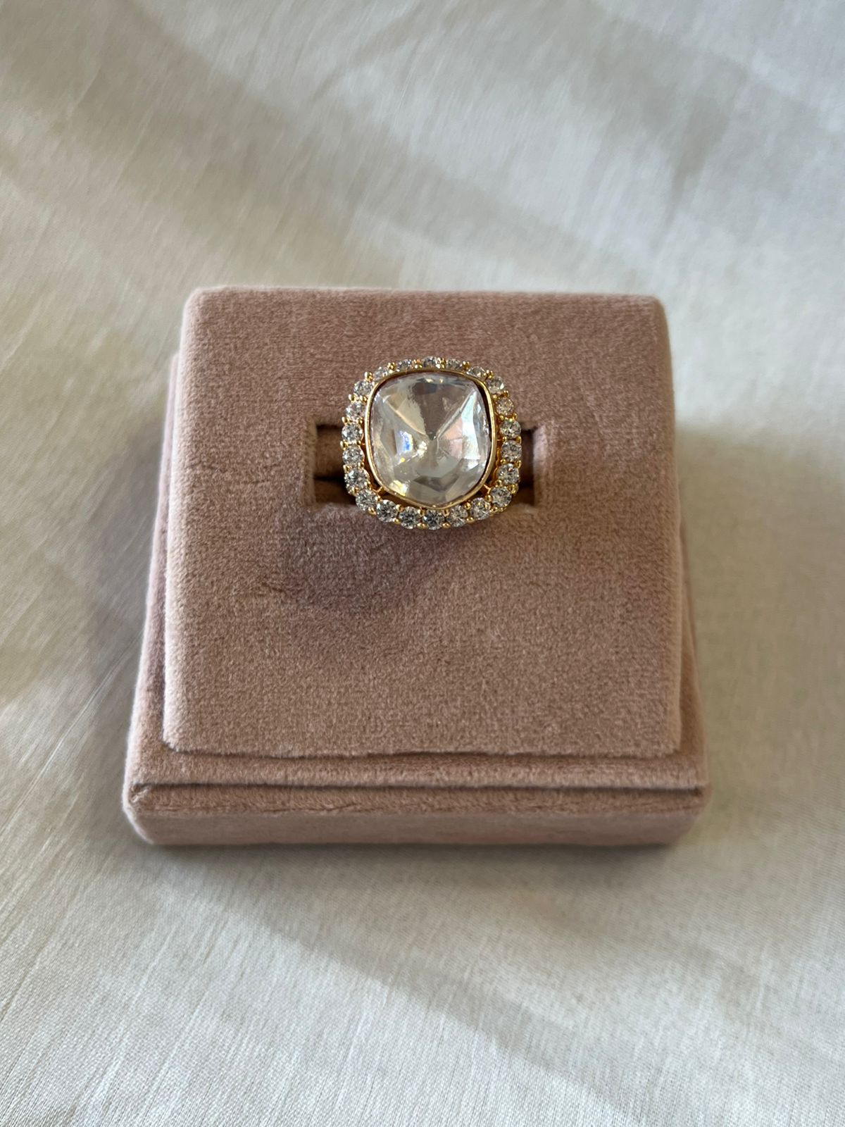 Cushion cut Halo Polki Ring VNR116