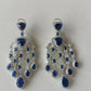 Blue Stone Long Diamond Earrings - VNE241