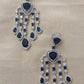 Blue Stone Long Diamond Earrings - VNE241