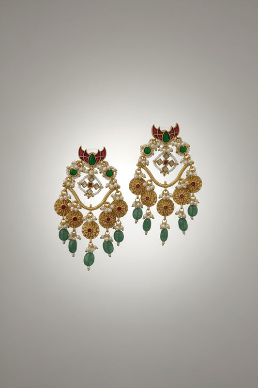 Rubi Firoza Jadau Earrings - VNE014