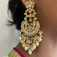 Mor White Chandbali- VNE318
