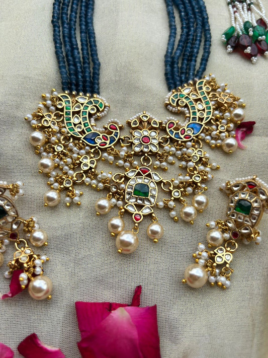 Peacock Blue Rani Har Set - VNN652