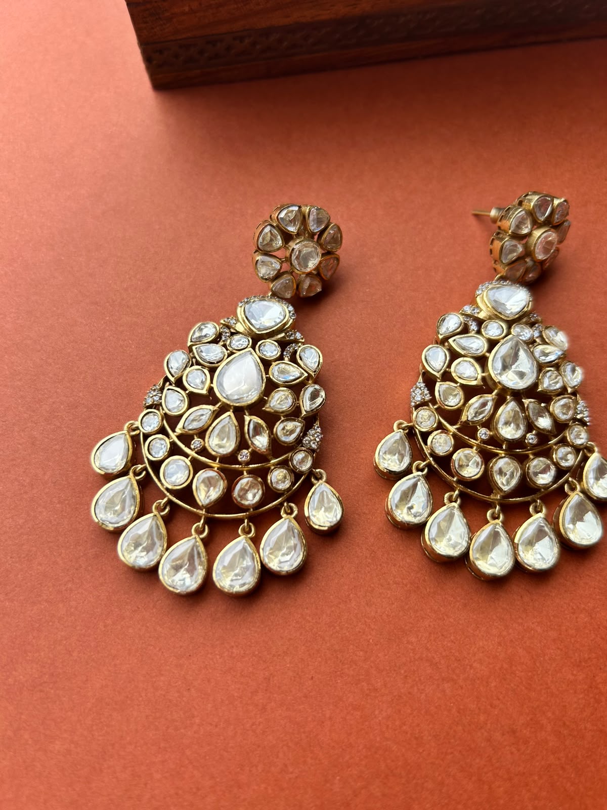 Yellow Polki Chanbali Earrings VNE240