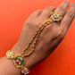 Gold Green Stone Jadau Hathphool VNHN287