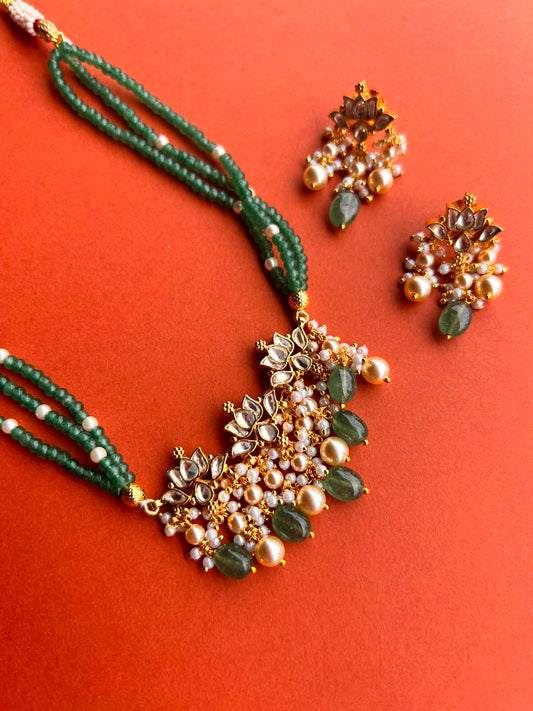 Lotus Red Chokar Set - VNN355