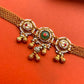 Emerald Green Stone Chain Chokar Set- VNN537