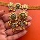 Emerald Green Stone Chain Chokar Set- VNN537