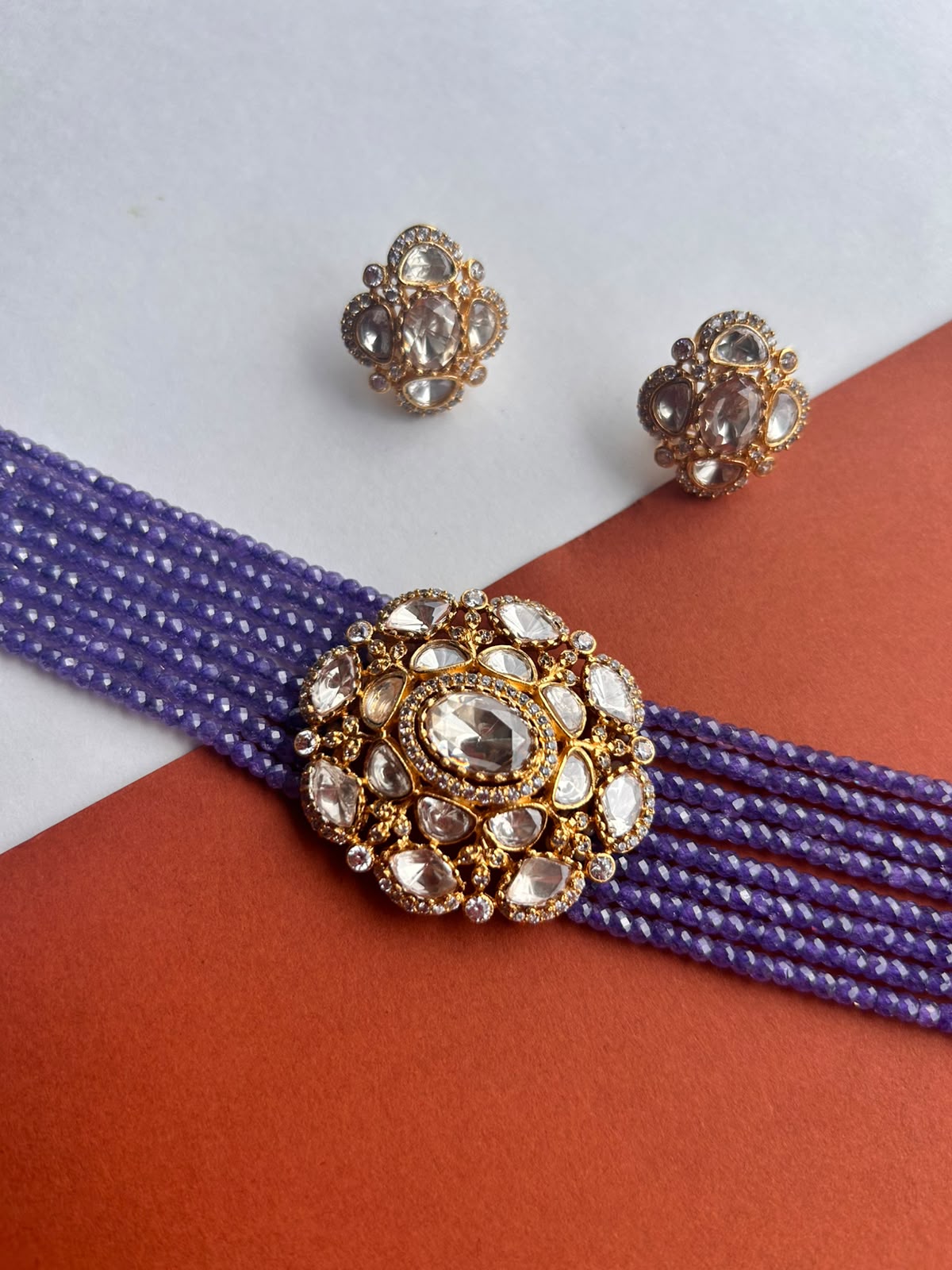 Purple Pearl Moissanite Choker set VNN673