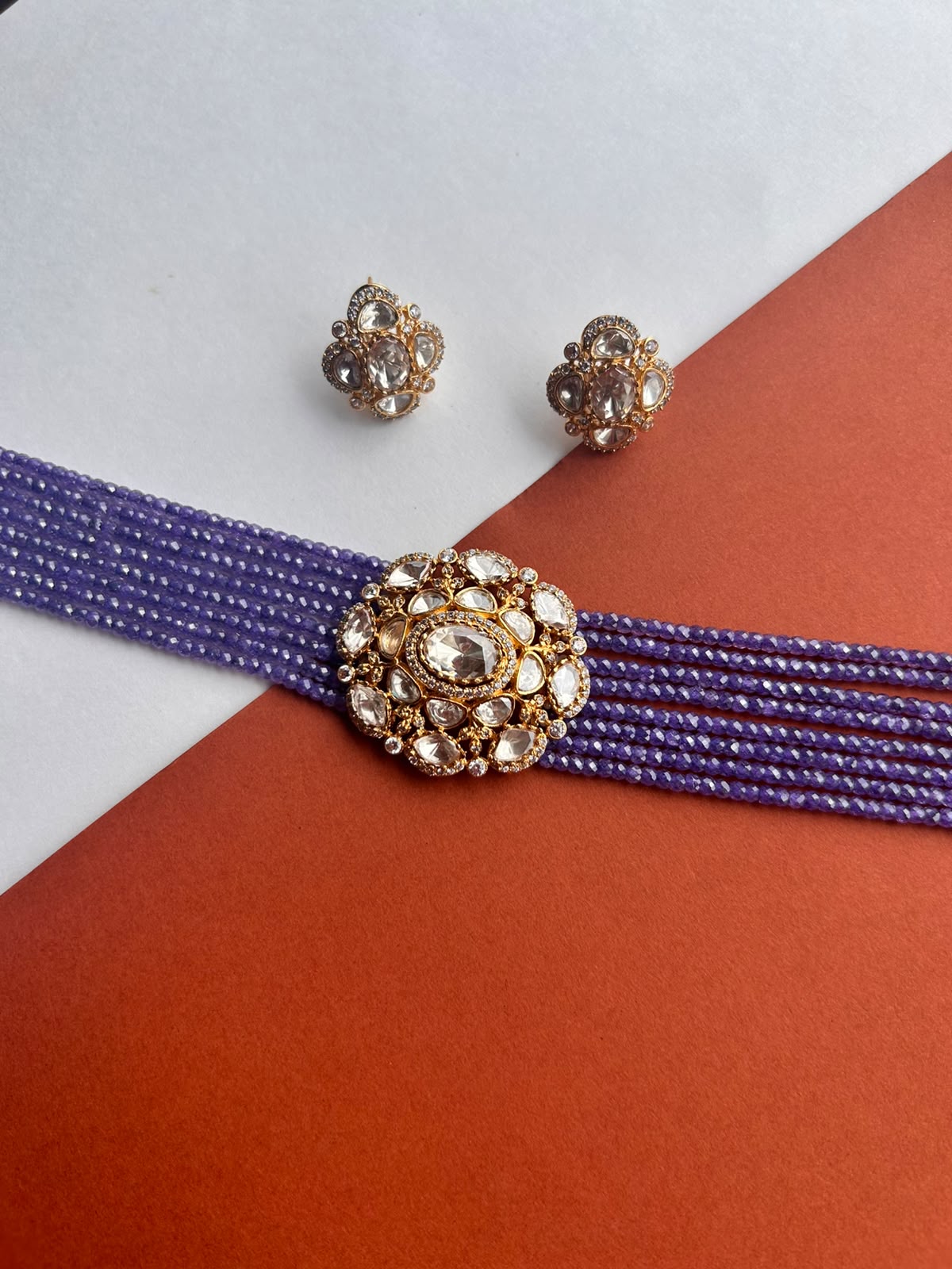 Purple Pearl Moissanite Choker set VNN673