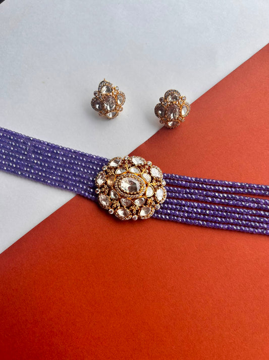 Purple Pearl Moissanite Choker set VNN673