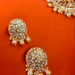 Oval Jadau Pendant Pearl Long Set VNN682