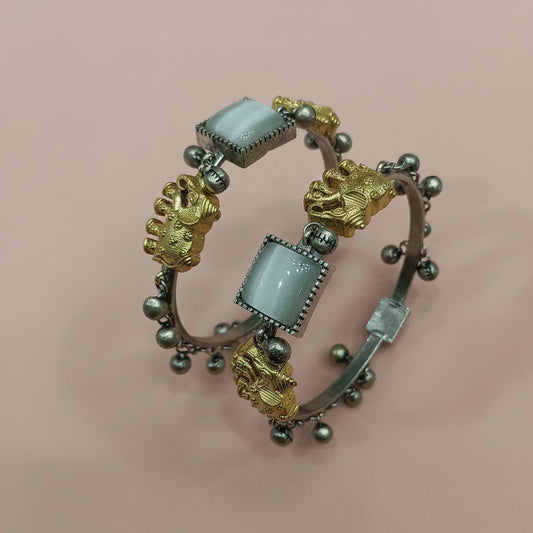 Grey Stone Elephant Dual-tone Bangels - VNG251