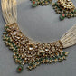 White Jadau Green Drop Necklace Set VNN732