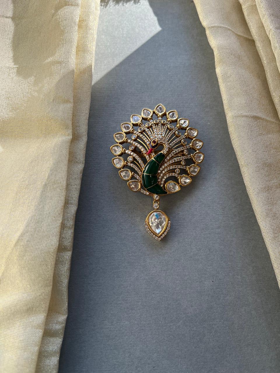 Peacock Polki Broach VNG009
