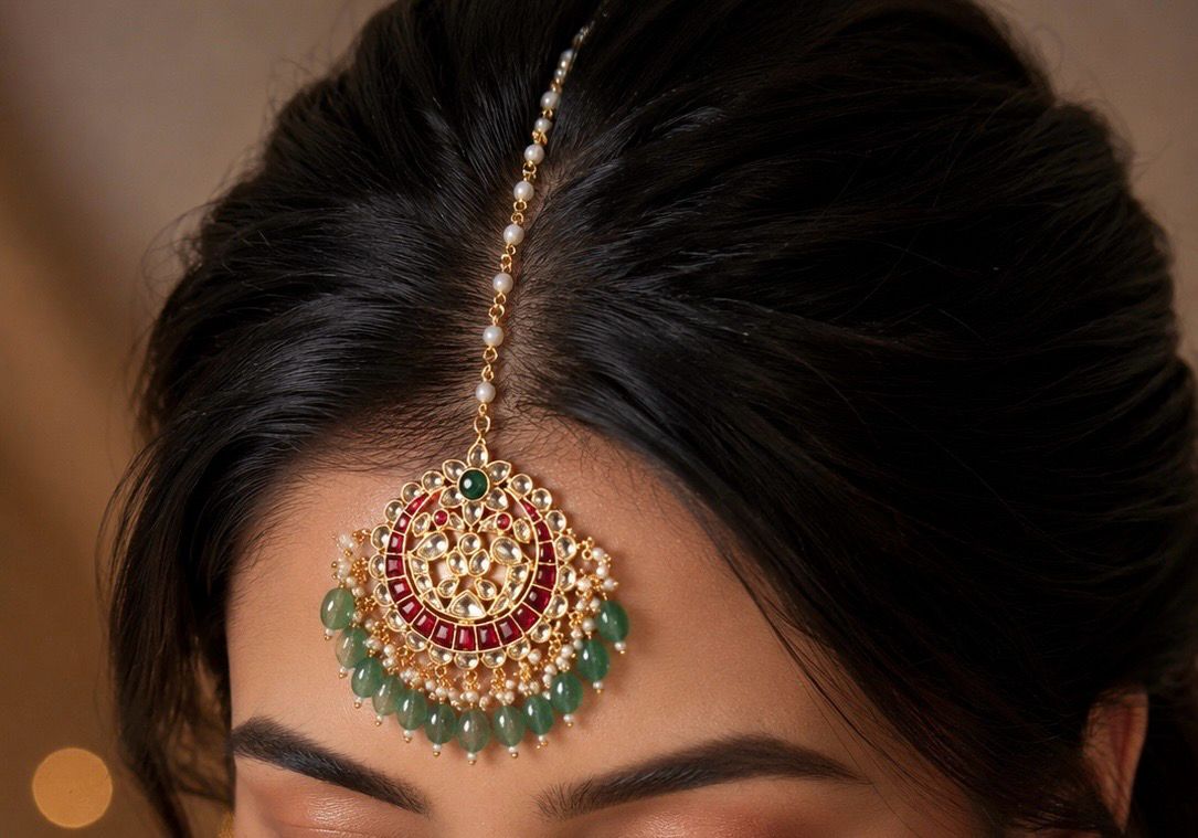 Peacock Multi Jadau Chand Tika VNHA029