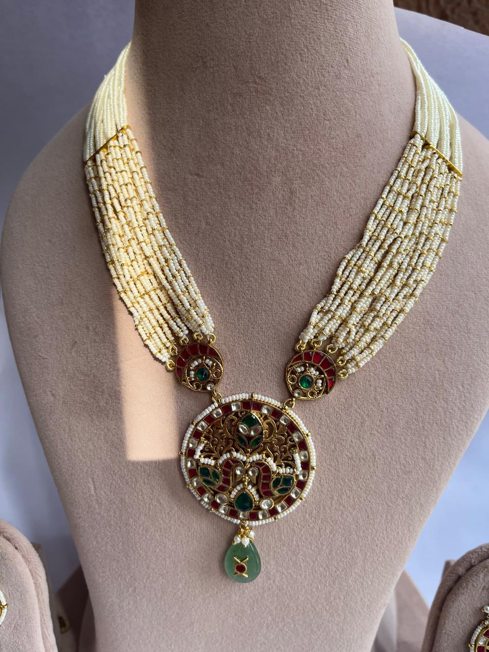 Meenakari Pendant Pearl Long Set VNN627
