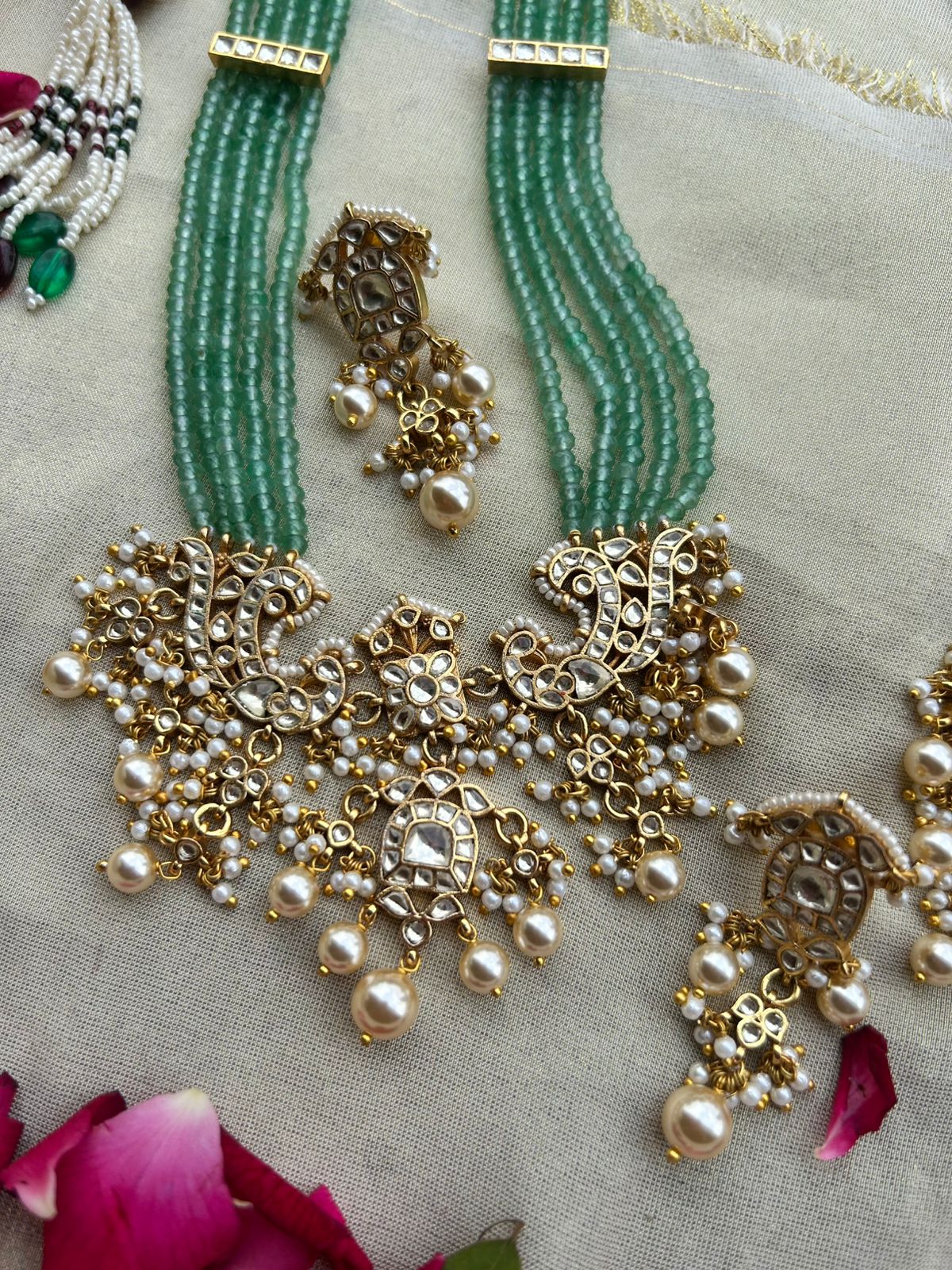 Peacock Green Rani Har Set - VNN653