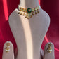 White Jadau Green Beads Chokar Set VNN426